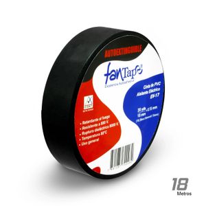 Taipe eléctrico autoextinguible de alta adhesión; de 18.2 metros x 1.8 cm de grosor de cinta. - FANTAPE