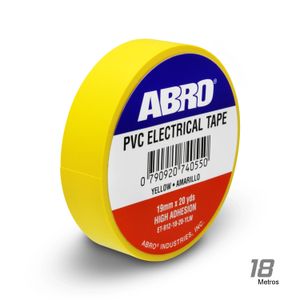 Taipe eléctrico autoextinguible de alta adhesión; de 18.2 metros x 1.9 cm de grosor de cinta. - ABRO