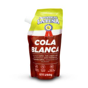 Cola adhesiva líquida, diseñada para pegar cajas de cartón, madera y todo tipo de papeles en general; 250ml - INDUSTRIAL LATINA