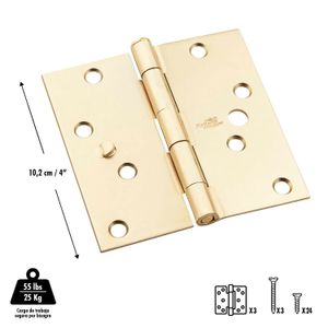 Pack de bisagras para puerta de 10 x 10 cm c/u. para puertas exteriores con abertura hacia afuera; pack x 3 - NATIONAL HARDWARE