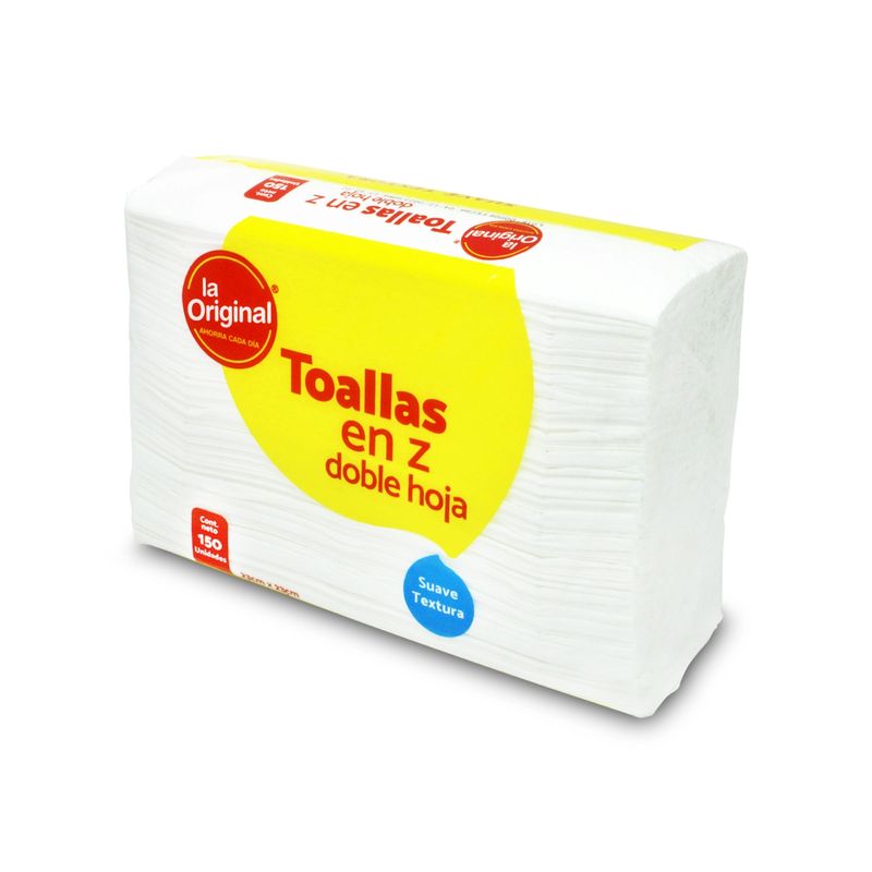 Papel-toalla-en-Z-de-23-x-23-cm--doble-hoja-con-textura-suave-al-tacto.-Toallas-interfoliadas--pack-x-150