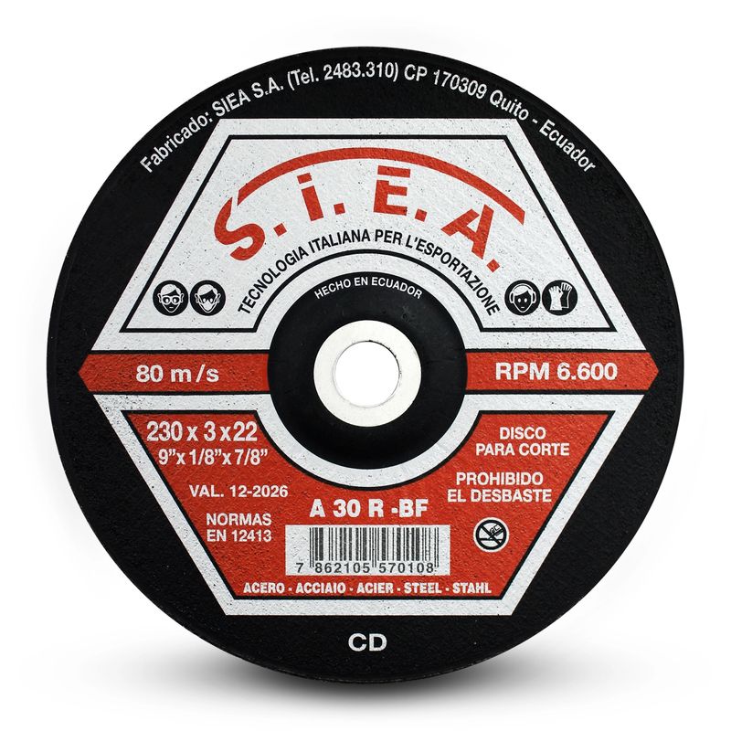 Disco-de-corte-de-metal-de-9-pulgadas-o-23-cm-x-0.3-cm-de-grosor-y-eje-deprimido-de-2.3-cm.-Soporta-6.600-RPM.
