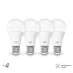 Pack-de-focos-LED-con-base-E27.-CARACTERISTICAS--9W-Luz-amarilla-800-lumens-vida-util-15.000-horas--pack-x-4