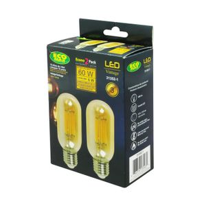 Foco LED tipo bombilla VINTAGE. CARACTERÍSTICAS: Consumo 6W luz amarilla, 600 lm, vida útil 15.000 horas; pack x 2 - ECO MAX