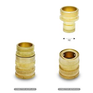 Conector rápido de bronce; de 5 x 3 cm con conectores HEMBRA y MACHO de 3/4 y plug de conexión de 1/2 pulgada. - LANDSCAPERS
