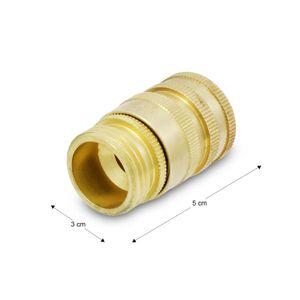 Conector rápido de bronce; de 5 x 3 cm con conectores HEMBRA y MACHO de 3/4 y plug de conexión de 1/2 pulgada. - LANDSCAPERS