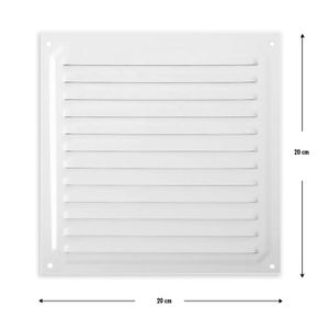 Rejilla de ventilación CUADRADA de 20 x 20 cm con estructura de aluminio de 1 vía para reingreso de aire. - BRINOX