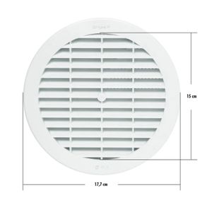 Rejilla de ventilación mosquitera de 15 cm de diámetro x 1.8 cm de alto, con malla posterior desmontable plástica. - BRINOX