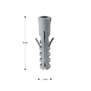 Tornillo con taco de fijación con medidas: Tornillo de 5.3 x 1 cm, y Taco plástico de 5 x 1 cm; pack x 24 - MAMUT
