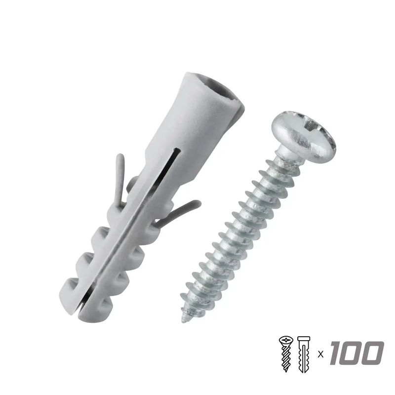 Tornillo-con-taco-de-fijacion-con-medidas--Tornillo-de-2.7-x-0.6-cm-y-Taco-plastico-de-2.5-x-0.6-cm--pack-x-100