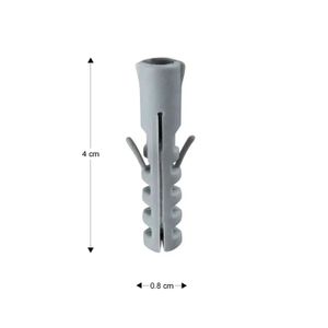Tornillo con taco de fijación con medidas: Tornillo de 4 x 0.8 cm, y Taco plástico de 4 x 0.8 cm; pack x 24 - MAMUT