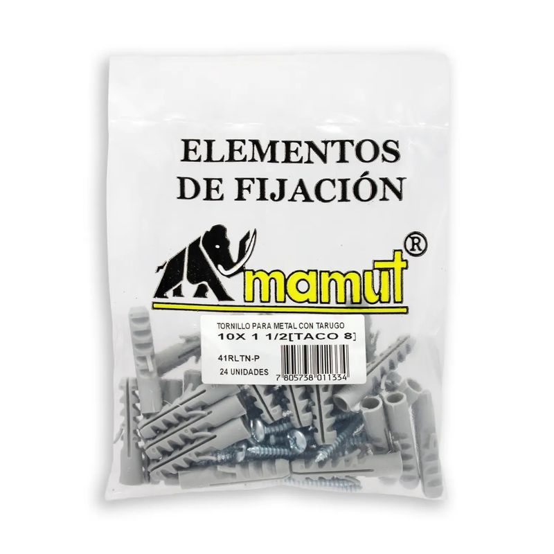 Tornillo-con-taco-de-fijacion-con-medidas--Tornillo-de-4-x-0.8-cm-y-Taco-plastico-de-4-x-0.8-cm--pack-x-24