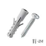Tornillo-con-taco-de-fijacion-con-medidas--Tornillo-de-4-x-0.8-cm-y-Taco-plastico-de-4-x-0.8-cm--pack-x-24