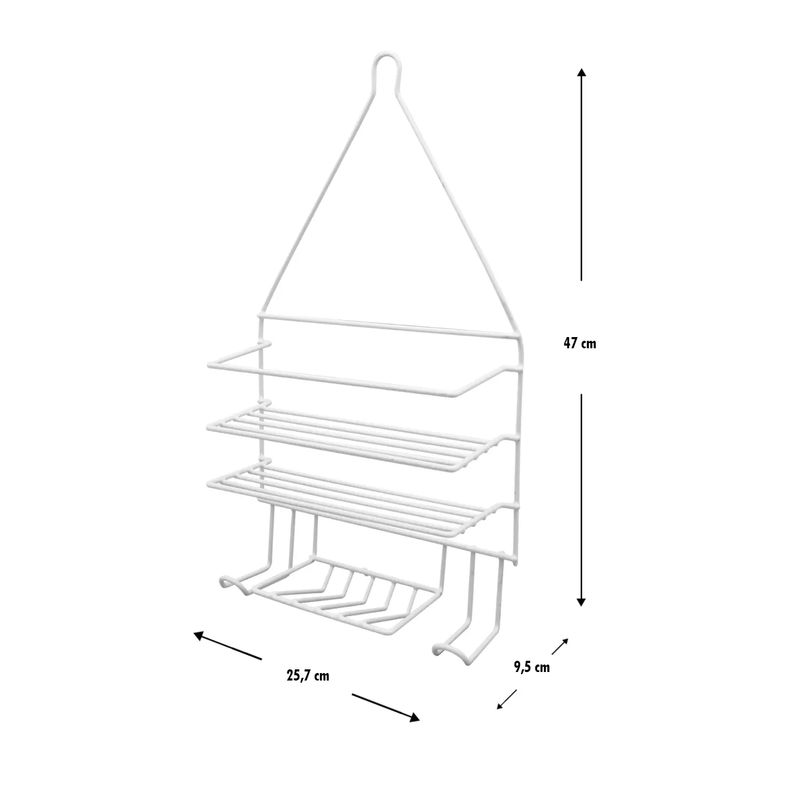 Organizador-colgante-de-baño-metalico-recubierto-en-PVC-con-2-niveles-jabonera-y-2-colgadores-multiusos.