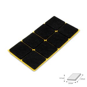 Resbalón cuadrado autoadhesivo de fieltro de 2.8 x 2.8 cm. Ideal para las patas de sillas, muebles, etc; pack x 8 - WRT
