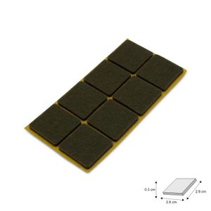 Resbalón cuadrado autoadhesivo de fieltro de 2.8 x 2.8 cm. Ideal para las patas de sillas, muebles, etc; pack x 8 - WRT