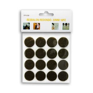 Resbalón redondo autoadhesivo de fieltro de 2.2 x 2.2 cm. Ideal para las patas de sillas, muebles, etc; pack x 16 - WRT