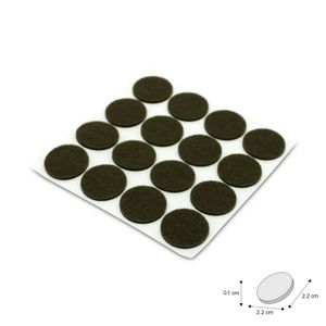 Resbalón redondo autoadhesivo de fieltro de 2.2 x 2.2 cm. Ideal para las patas de sillas, muebles, etc; pack x 16 - WRT