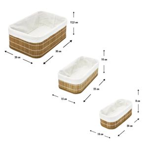 Set de cajas organizadoras fabricadas con fibras de madera y apliques de tela. - K HOME