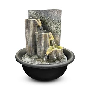 Fuente de agua de 20 x 23 x 20.5 cm. Elaborada en poliresina rígida de diseño de fuente tipo Bamboo - K HOME