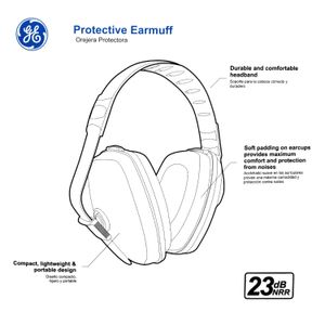 Orejera tipo diadema INDUSTRIAL de estructura ergonómica que se ajusta a los oídos. Reducen en 23 dB el ruido - GENERAL ELECTRIC