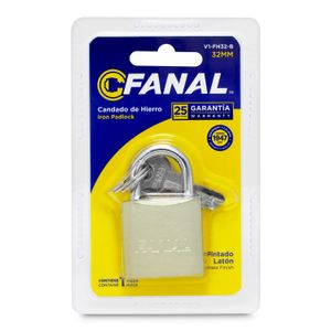 Candado plano de 32 mm fabricados en hierro endurecido con arco de acero cromado; pack x 1 - FANAL