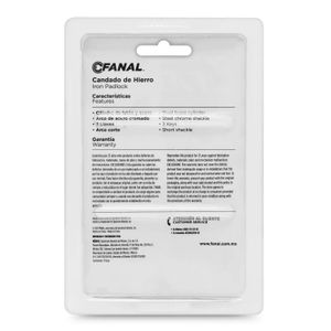 Candado plano de 63 mm fabricados en hierro endurecido con arco de acero cromado; pack x 1 - FANAL
