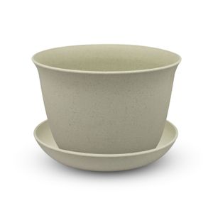Maceta redonda mediana de 21 cm de diámetro con plato plástico de base. - K HOME