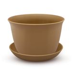 Maceta-redonda-grande-de-24.5-cm-de-diametro-con-plato-plastico-de-base.-Cafe-K-HOME