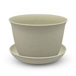 Maceta-redonda-grande-de-24.5-cm-de-diametro-con-plato-plastico-de-base.-Gris-K-HOME