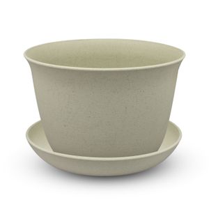 Maceta redonda grande de 24.5 cm de diámetro con plato plástico de base. - K HOME
