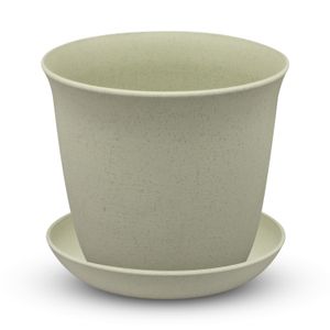Maceta redonda grande de 21.5 cm de diámetro con plato plástico de base. - K HOME