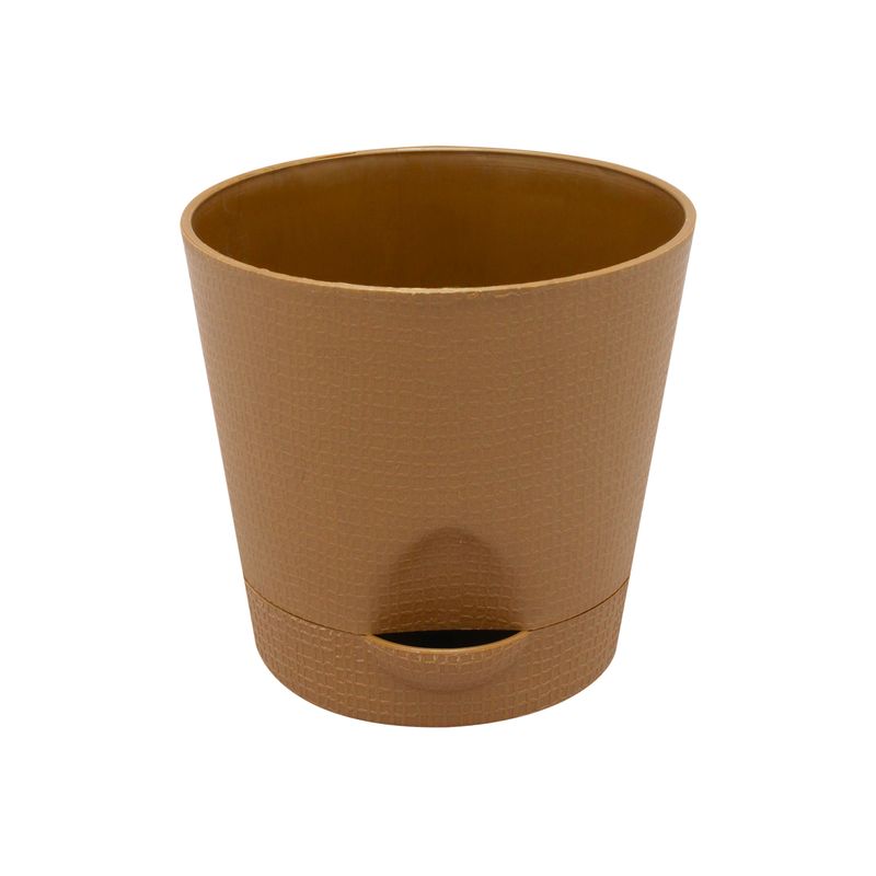 Maceta-redonda-pequeña-de-11.5-cm-de-diametro-con-base-desmontable-y-pico-de-trasvasado.-Cafe-K-HOME