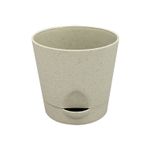 Maceta-redonda-pequeña-de-11.5-cm-de-diametro-con-base-desmontable-y-pico-de-trasvasado.-Gris-K-HOME