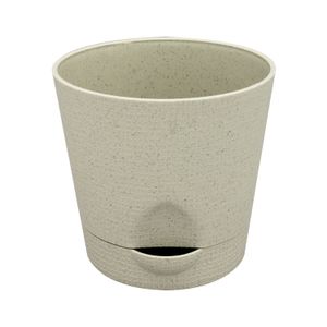 Maceta redonda mediana de 14 cm de diámetro con base desmontable y pico de trasvasado. - K HOME