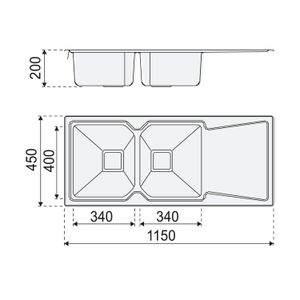Fregadero para empotrar, de acero inoxidable con 2 pocetas. - DAWN