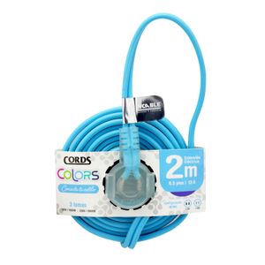 Extensión Eléctrica con 3 tomas, con configuracion NEMA 1-15 para su plug macho y hembra con un plug a 90° - CORDS COLORS