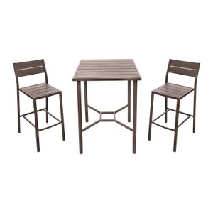 Mesa de bar con sillas de estructura de acero con apliques plásticos. - ORGILL