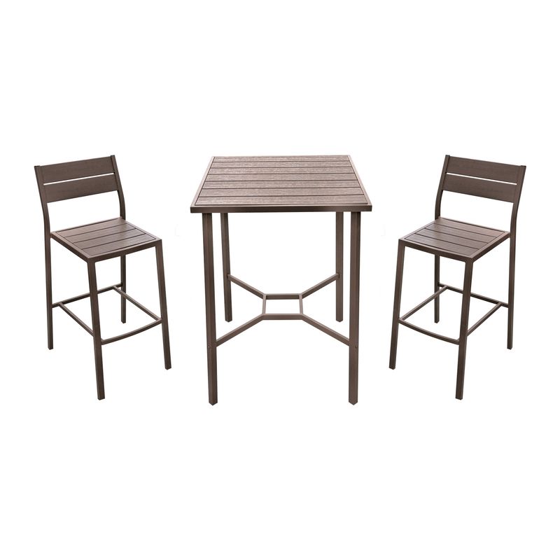 Mesa-para-bar-con-sillas-de-estructura-metalica-con-apliques-de-diseño-tipo-tablones-de-madera.-Incluye-2-sillas-altas.-Cafe-ORGILL