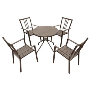 Juego de mesa con sillas con estructura de acero y apliques plásticos. - ORGILL