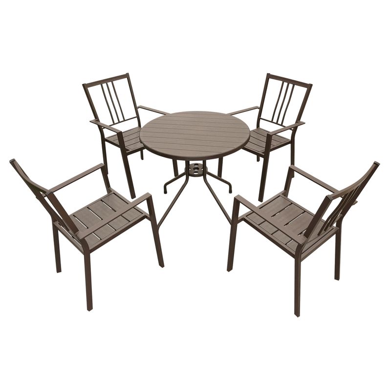 Juego-de-mesa-con-sillas-de-estructura-metalica-con-apliques-de-diseño-tipo-tablones-de-madera.-Incluye-4-sillas.-Cafe-ORGILL