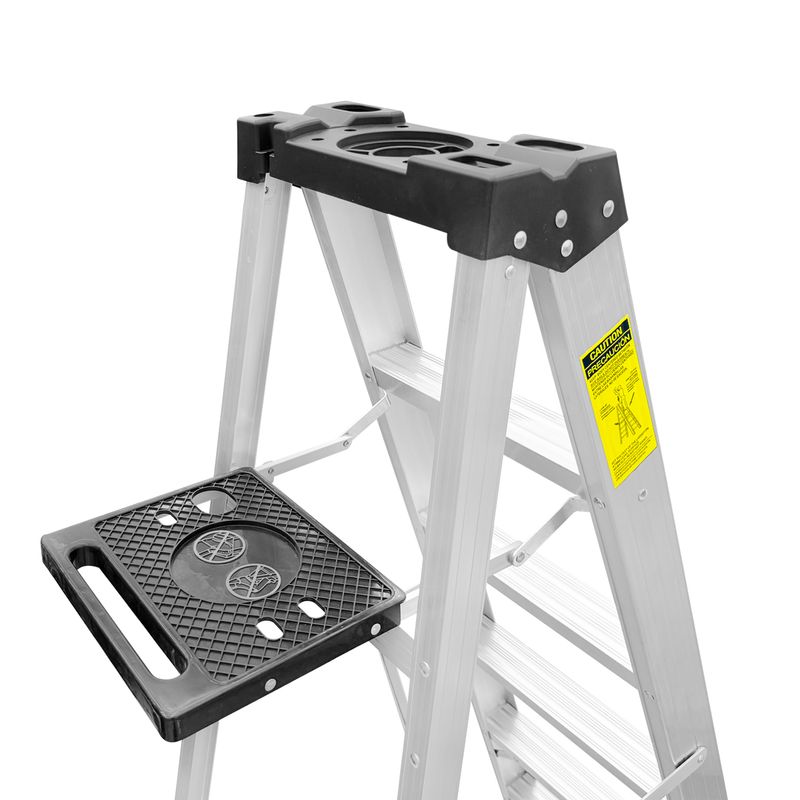 Escalera-pie-de-gallo-de-aluminio-de-21-m-de-----escalones-resistente-hasta-90-kg.-Uso-industrial-y-construccion.-Plateado-con-negro-K-PRO
