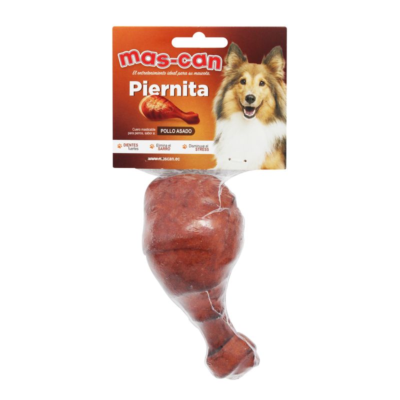 Snack-para-perro---a-base-de-proteina-animal-baja-en-grasa.-Snack-en-forma-de-PIERNA-con-sabor-a-POLLO-ASADO.-MAS-CAN