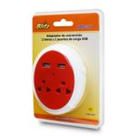 Multitoma-con-luz-LED-guia-Blanco-con-rojo-de-2-tomas-aterrizadas-y-polarizadas---2-puertos-USB.-CARACTERISTICAS--110V---200V-a-15A.-BLITZ