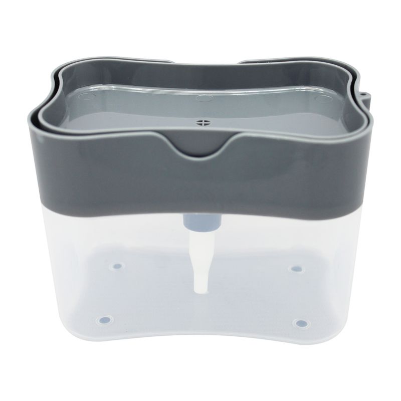 Dispensador-de-jabon-liquido-con-soporte-superior-para-esponja-y-contenedor-de-jabon-liquido-de-350-ml.-Gris-transparente-ORGILL