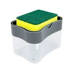 Dispensador-de-jabon-liquido-con-soporte-superior-para-esponja-y-contenedor-de-jabon-liquido-de-350-ml.-Gris-transparente-ORGILL