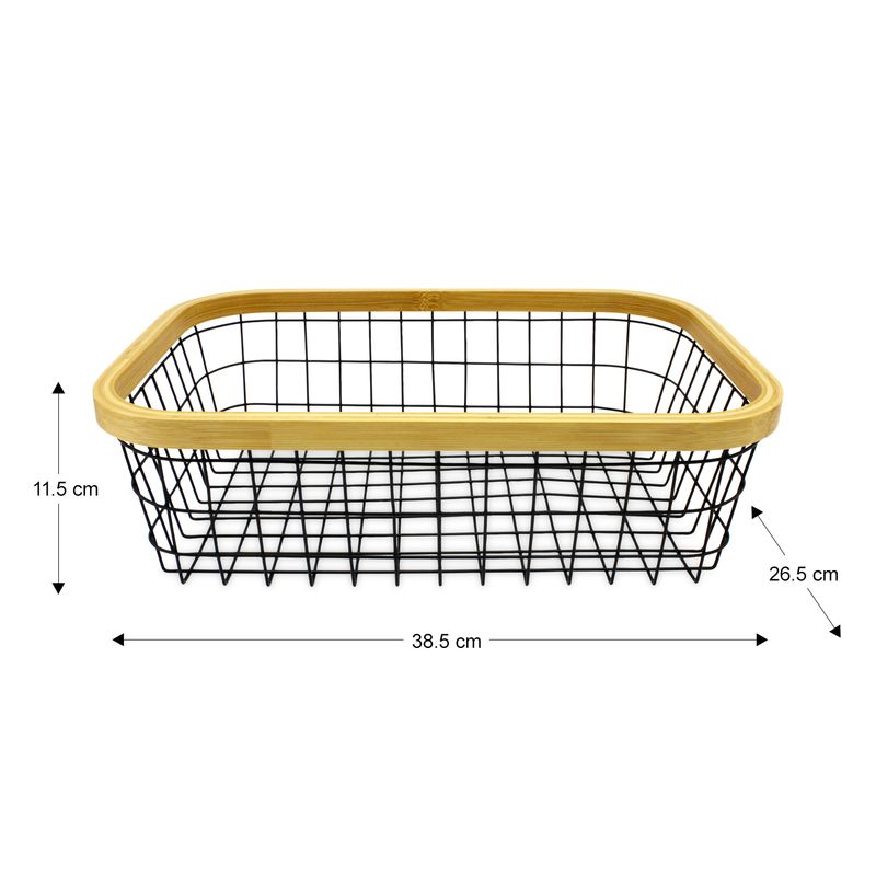 Cesto-frutero-fabricado-con-varillas-de-acero-inoxidable-y-borde-decorativo-de-madera-de-bambu.-Negro-con-amarillo-K-HOME