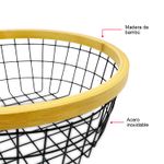 Cesto-frutero-de-30.5-cm-de-diametro-fabricado-con-varillas-de-acero-inoxidable-y-borde-decorativo-de-madera-de-bambu.-Negro-con-amarillo-K-HOME