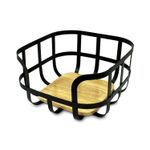 Cesto-frutero-fabricado-con-laminas-rigidas-de-acero-inoxidable-y-base-decorativa-de-madera-de-bambu.-Negro-con-amarillo-K-HOME