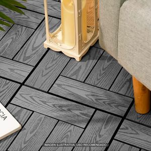 Piso exterior modular plástico, con superficie antideslizante tipo madera. - K PRO